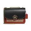 Shoulder Bag Madison 24 Camellia Metal Rivets Decorated Twist Lock Flap Cow Leather and Snakeskin Envelope Crossbody Medium Size Women's Black