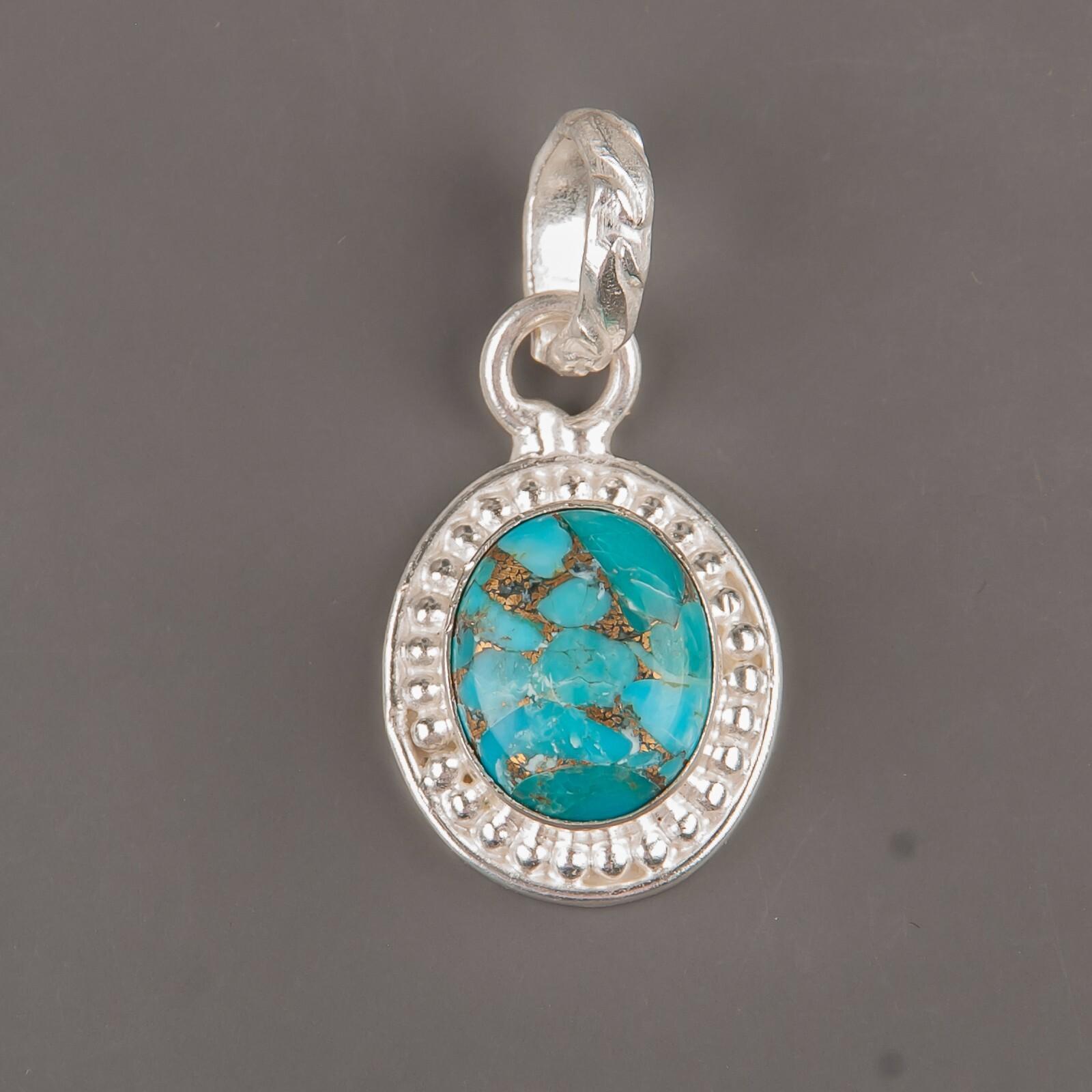 

Драгоценный камень Голубая медная бирюза 925 стерлинговое серебро Ювелирная подвеска 1,20 Для нее PP-7-37