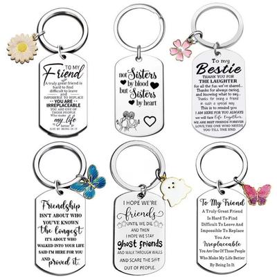 Sunflower Stainless Steel Best Friend Keychain Gift Pendant