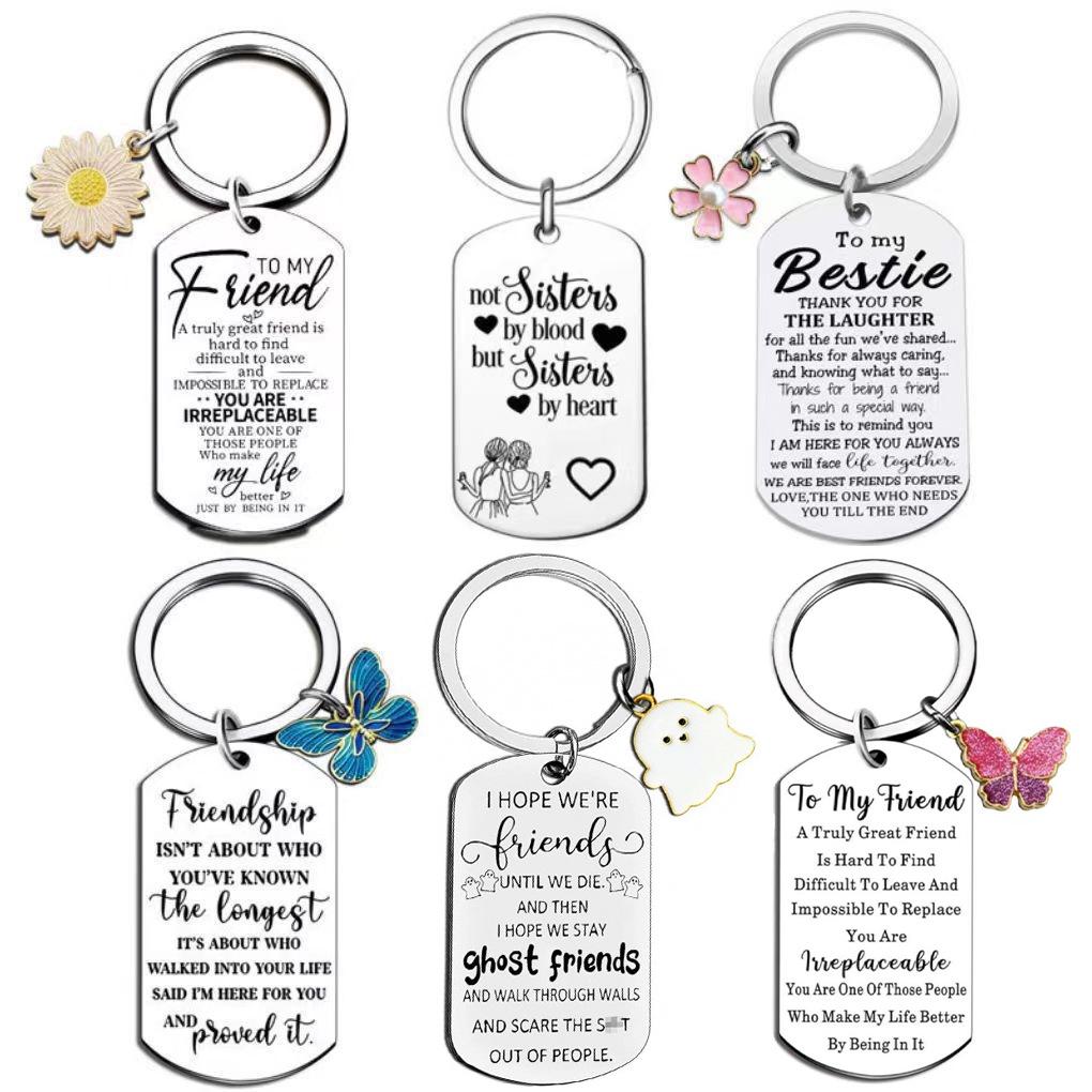 Sunflower Stainless Steel Best Friend Keychain Gift Pendant