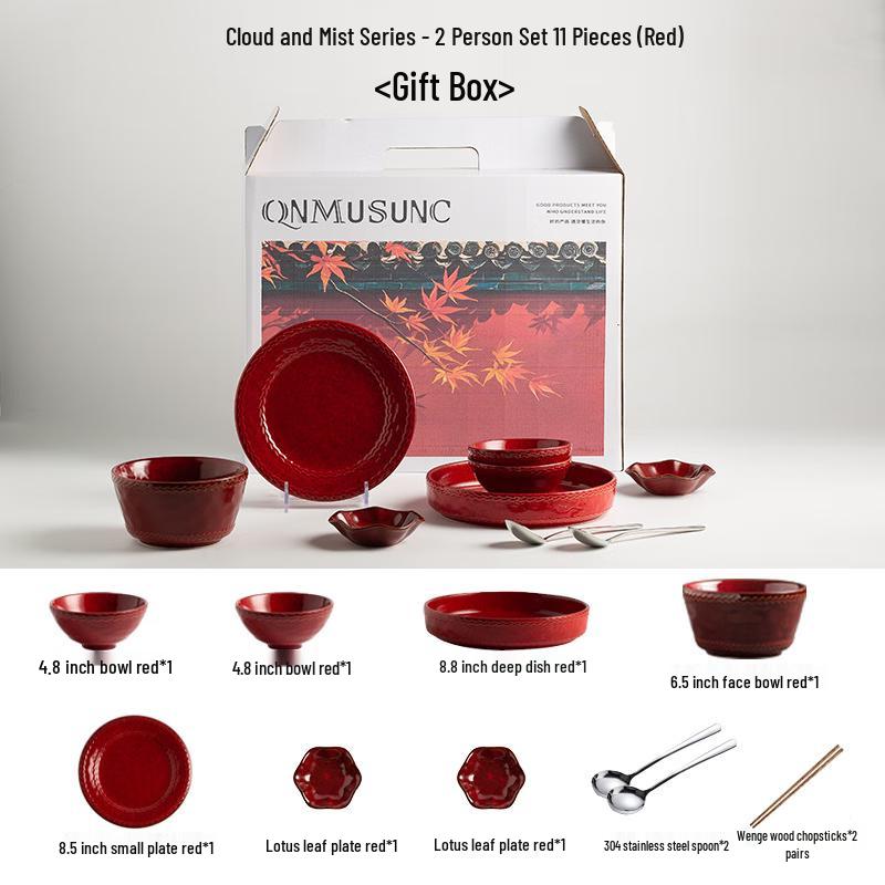 BUMANCHUN Retro Underglaze Enamel Dinnerware Set