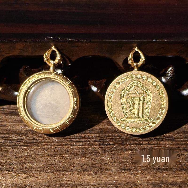 Тибетская танка, кулон из титановой стали, золота и серебра.: Амулет Будды Бенминг с одной/двумя сторонами