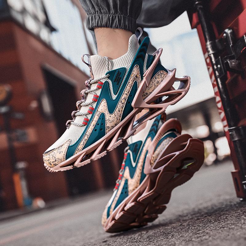 Fashion Lace-up Men's Sneakers Trendy Blade Shoes Elastic Outdoor Sports Shoes Teenager Running Exercise Shoes
