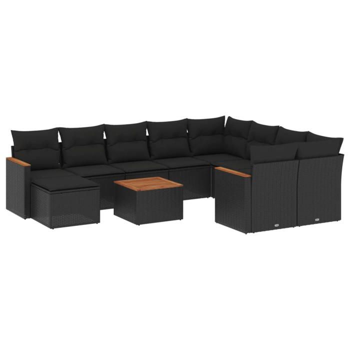 VidaXL Garden Lounge Set with Cushions 14 Pcs, Patio Sofas, Furniture Set, Outdoor Terrace Furniture, Black 3218557