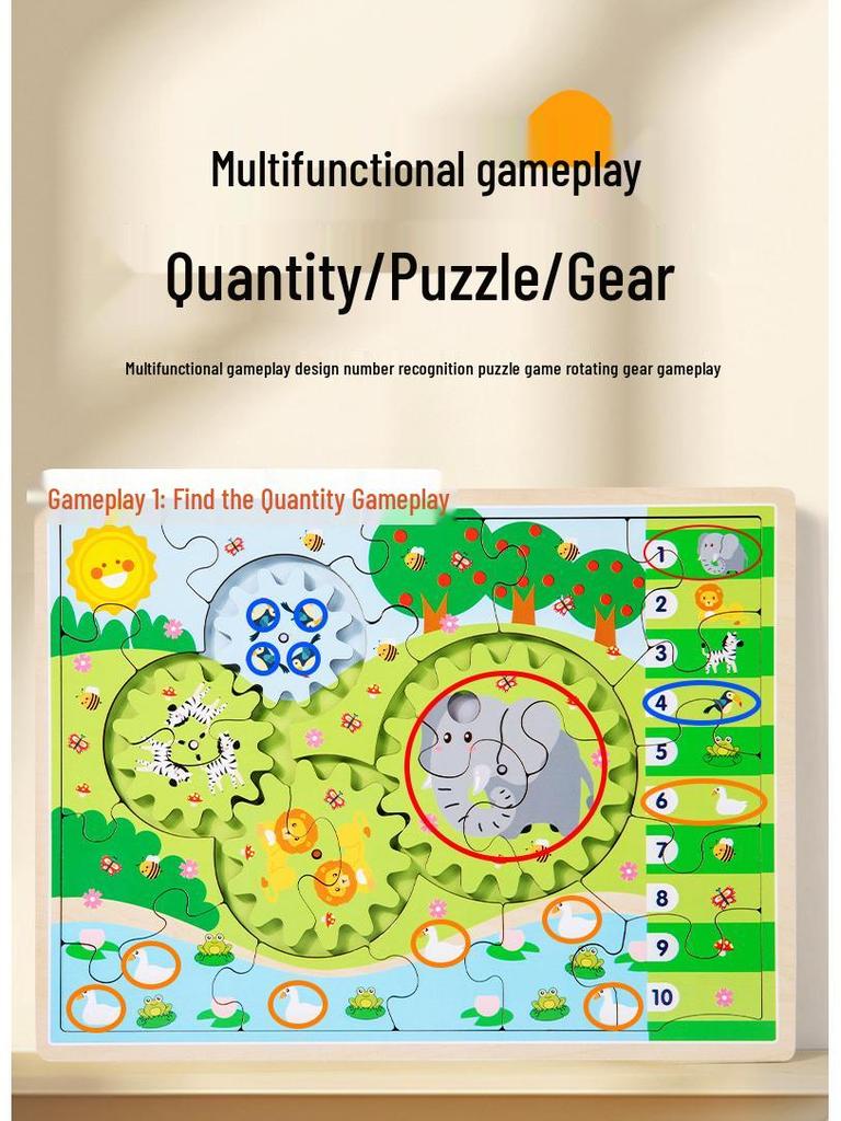 Children's Interactive Gear & Animal Puzzle Blocks for Kindergarten