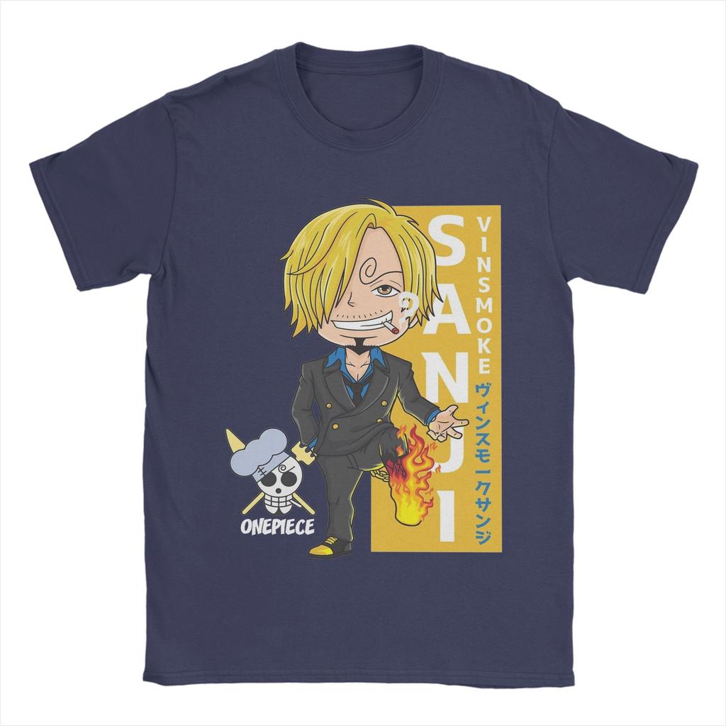 Mens Chibi Sanji T Shirts Ones Pieces Pure Cotton Clothes Leisure Short Sleeve Crewneck Tees Birthday Gift TShirt