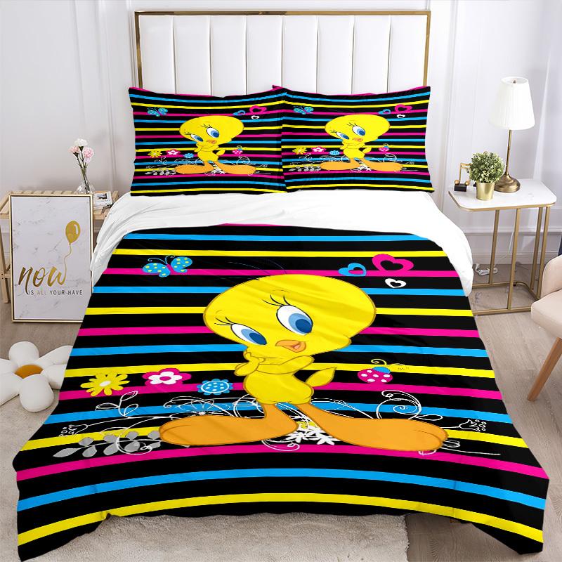 3pcs Tweety Bird Cover Set,Soft Comfortable Duvet Cover,Guest Room (1*Duvet Cover + 2*Pillowcases, Without Core) yy251024110