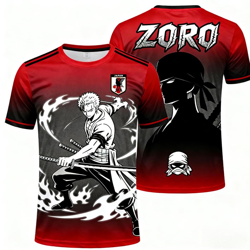 One Piece Zoro Japan Special Edition Soccer Jersey T-shirt Kids Soccer Sports Tshirt Adult Men's Casual Fashion T shirt