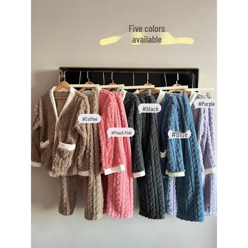 JingJingRS Women's Coral Fleece Warm Homewear Pajama Set