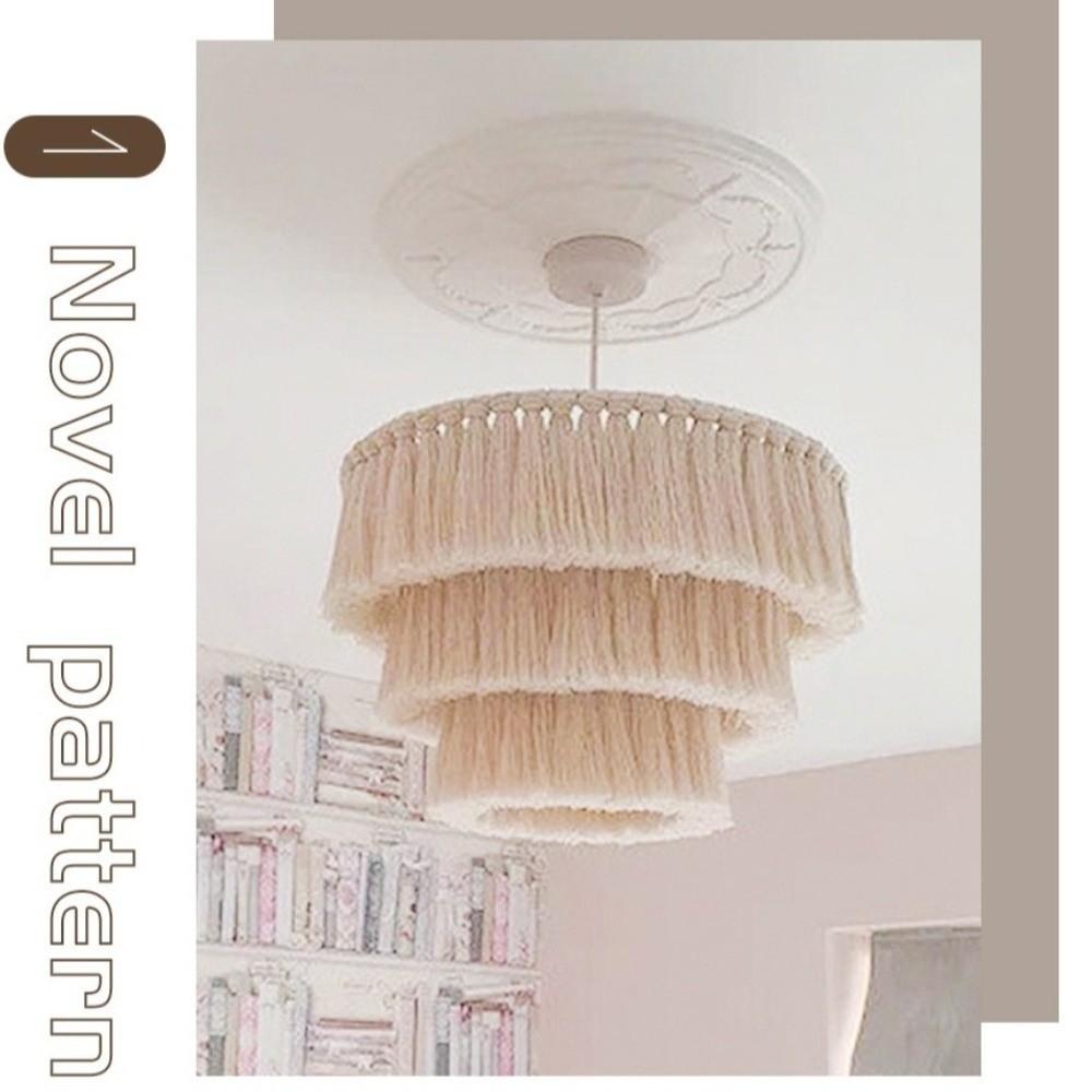 Textured Weave Bohemian Tassel Lampshade Handwoven Tassel Light Shell Living Room