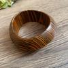 Wooden Geometric Statement Bracelet Women Vintage Texture Boho Chic Chunky Cuff Bangle Fashion Accessory
