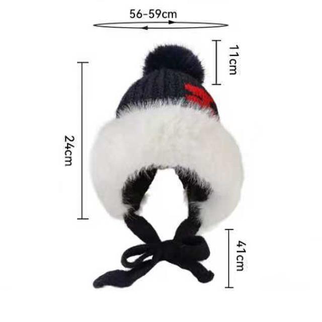 Women's Winter Retro Big Wool Collar Wool Hat Thick Ear Protection Knitted Hat