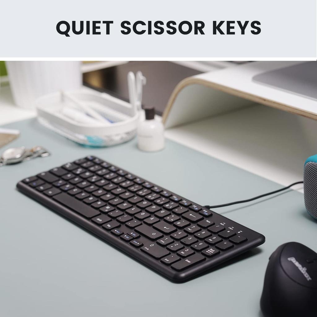 Perixx Tastatur Silent Click Pantograph Key Typ C xx 3 cm kompaktes Design mit Ziffernblock Schwarze Tastatur mit englischem Layout PERIBOARD-213C Typ-C