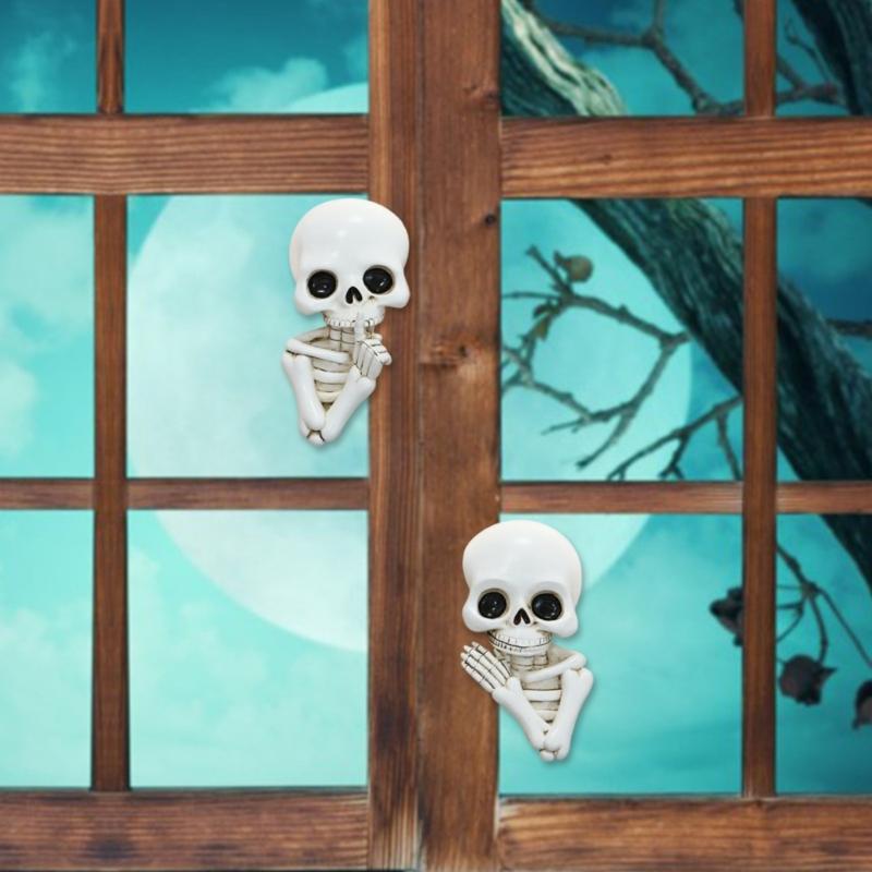 Resin Skull Wall Sticker Realistic Skull Figure Door Ornament For Door Frame Mantels Entryways Halloween Decoration