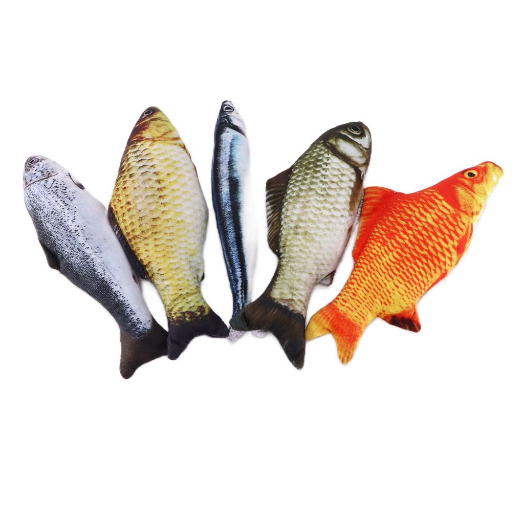 Cat Toy Fish Set Plush Simulation Fish with Catnip for Biting Chewing and Kicking