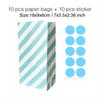 10 Pcs Colorful Solid Stripe and Polka Dot Stand-Up Bags with Stickers - 18x9x6cm Favor Gift Packing Treat Bags for Wedding