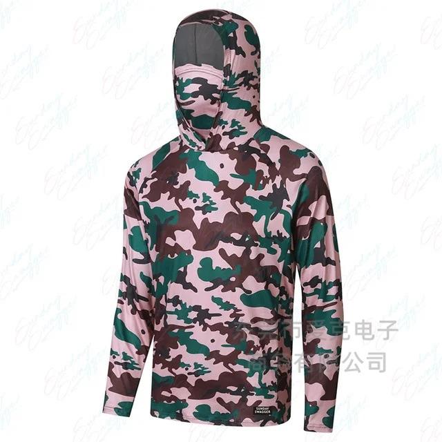 Men's sunscreen clothing summer UV protection breathable quick drying outdoor fishing clothing Luya fishing clothing hooded with mask