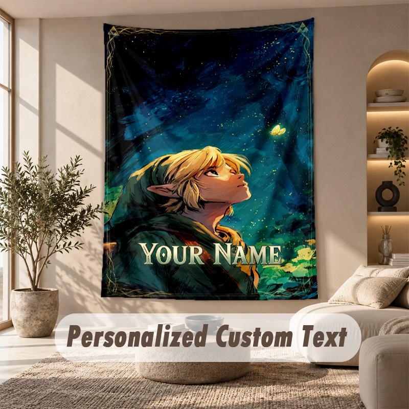 Zelda Tapestry, Personalized Custom Text, Wall Hanging Tapestry For Living Room Home Wall Decor