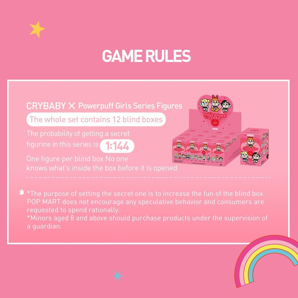 Pop Mart Crybaby Powerpuff Girls Assorted Box 12 Pieces Blind Box Figures PVC Toys