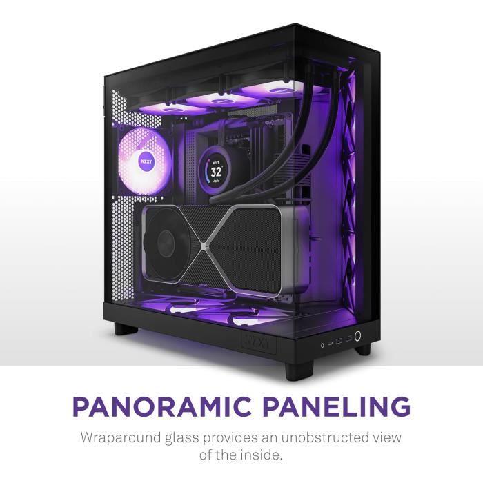 Boîtier moyen-tour - nzxt - h6 flow rgb - double chambre - 3 ventilateurs 120 mm rgb - noir