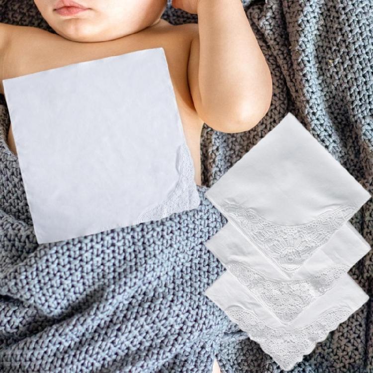 White Lace Handkerchief Ladies Cotton Hankies Lacy Large Bandana