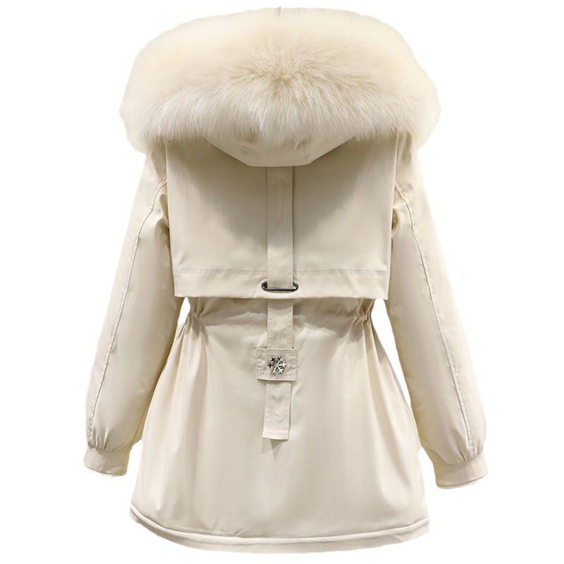 Korean Style Winter Parka: Women's Loose, Thickened Cotton Coat with Stylish Velvet Accents