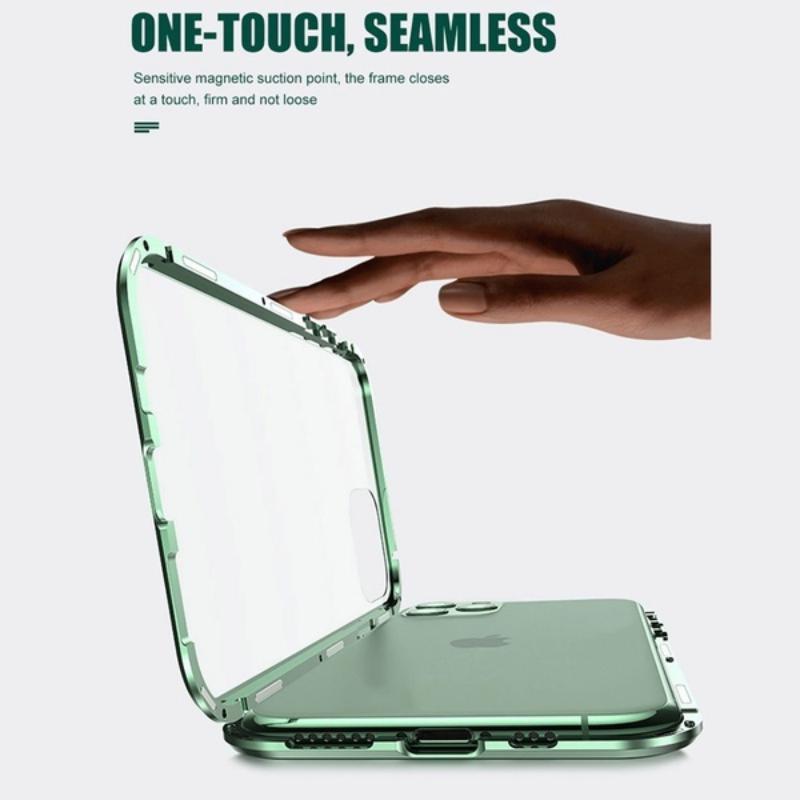 360 Magnetic Adsorption Case with Tempered Glass Full Screen Protector Cover for iPhone 14 13 12 11 Pro Max 14 Plus XS MAX XR XS X 8 7 Plus SE2020