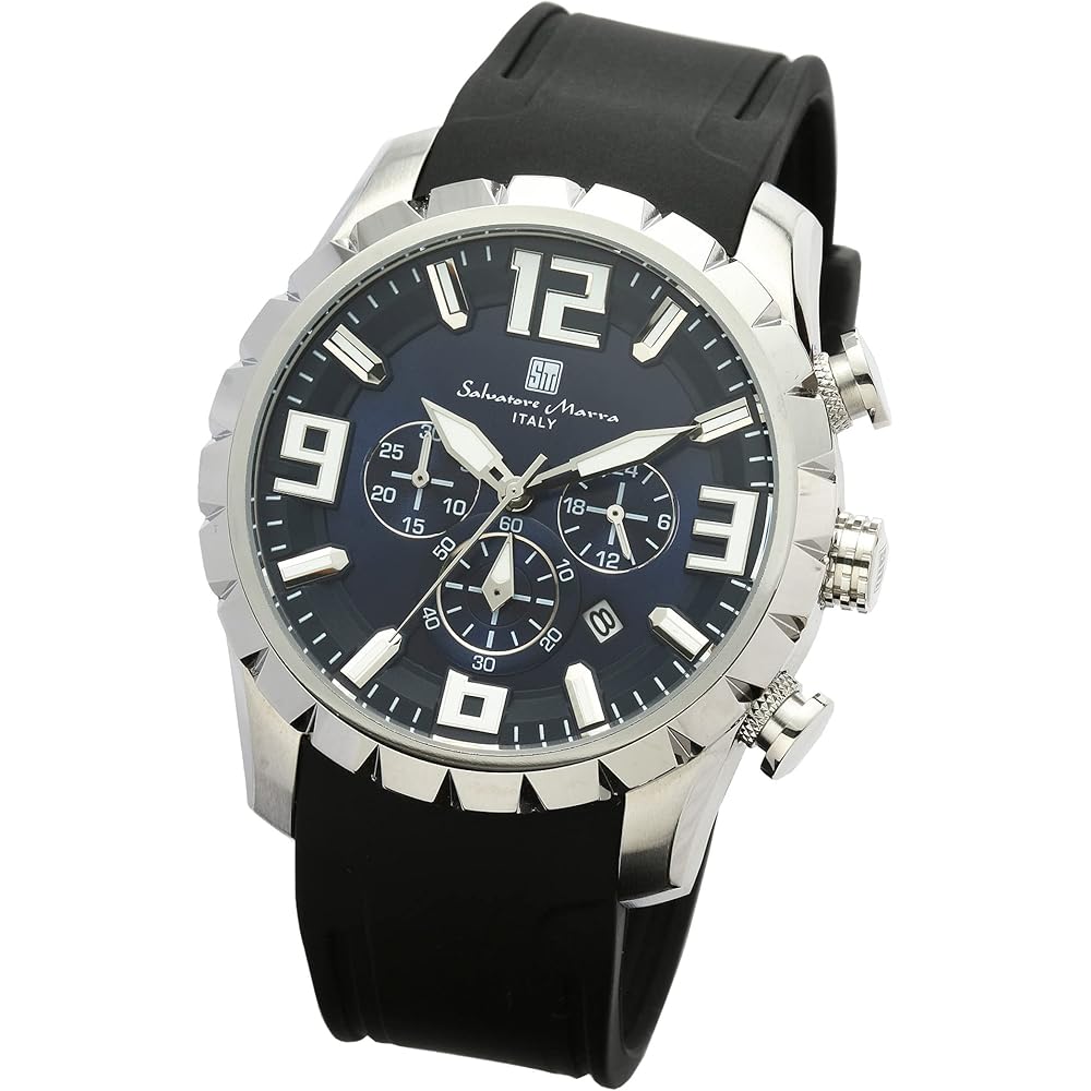 Salvatore Marra Men s Chronograph Analog Quartz Watch Blue with Cross Accessory