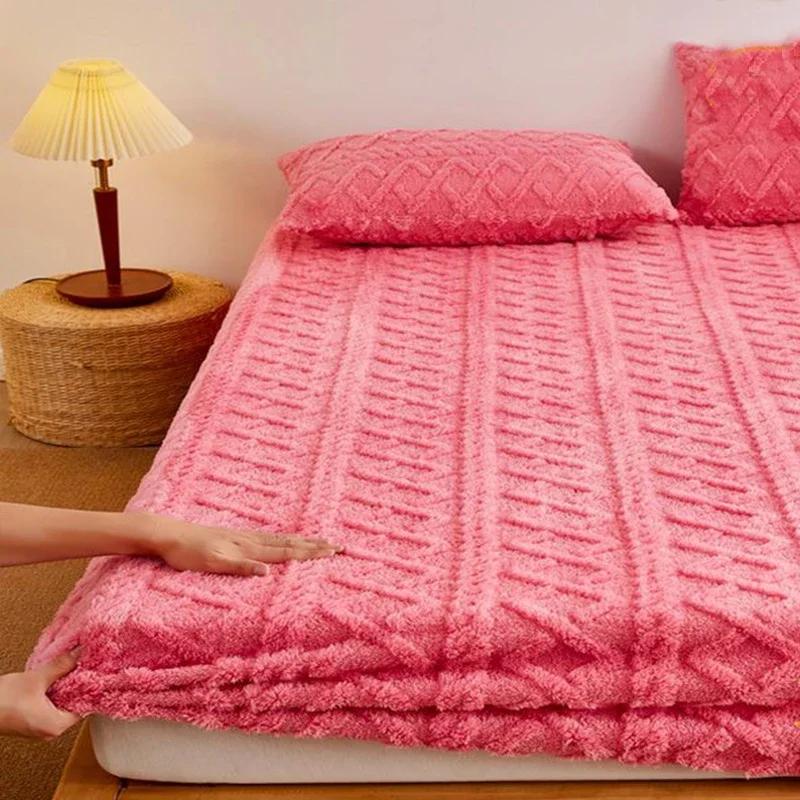 150x200/180x200/200x220cm Koralový Samet Prostěradlo Přehoz Mléčný Samet Ochranný Potah Matrace Zimní Plyšový Izolační Přehoz