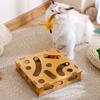 Cat Toy Puzzle Box Claw Grinding Interactive Interesting Cat Game Box with Cat Teasing Stick and