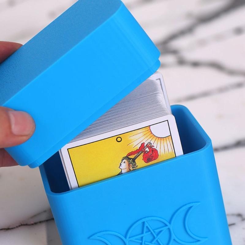 Stackable Tarots Card Storage Case with Exterior Stacking Contacts and Magnetic Lid Closure for Contained Collection Storage