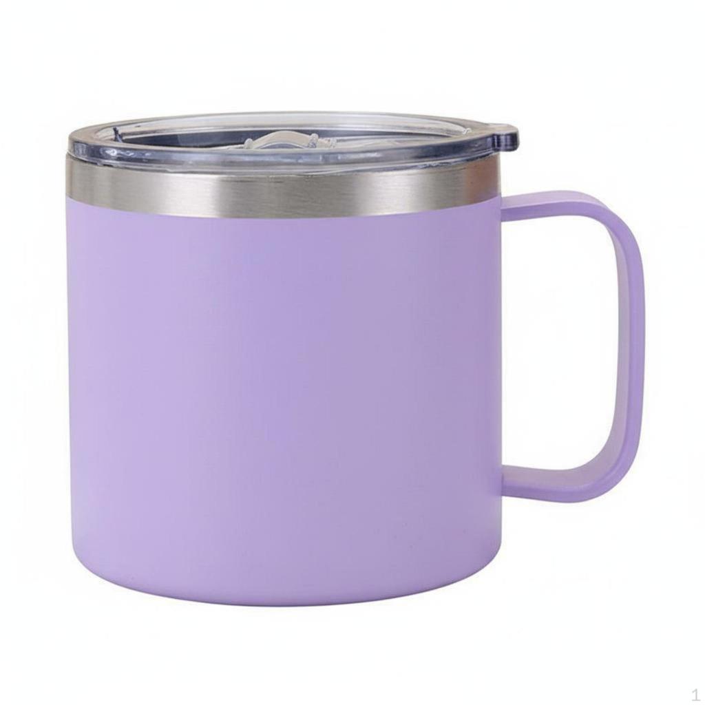 14oz Stainless Steel Coffee Mug Double Walled Vacuum Insulated with Handle Keeps Drinks Warm &