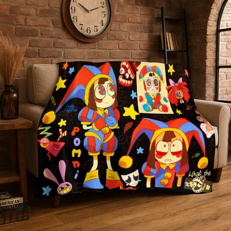 Cartoon Amizing Digtal Circus Pomni Soft Flannel Throw Blanket,Cozy Blanket for Bed,Couch,Sofa,Bedroom,Living Room,Picnic Kid