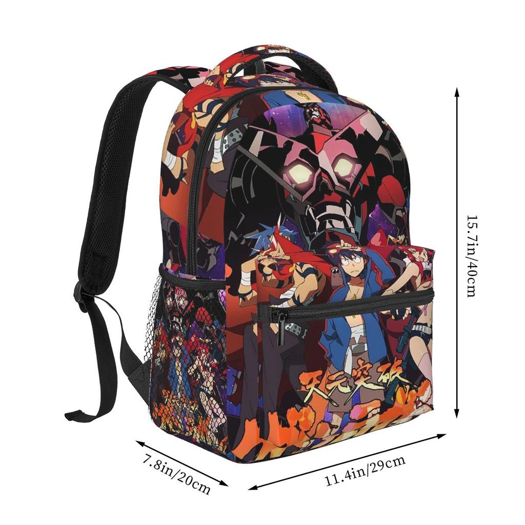 Tengen Toppa Gurren Lagann Printed Japanese Anime Student Backpack School Bag Travel Daypack for Boys Girls Bookbag Shoulder Bag