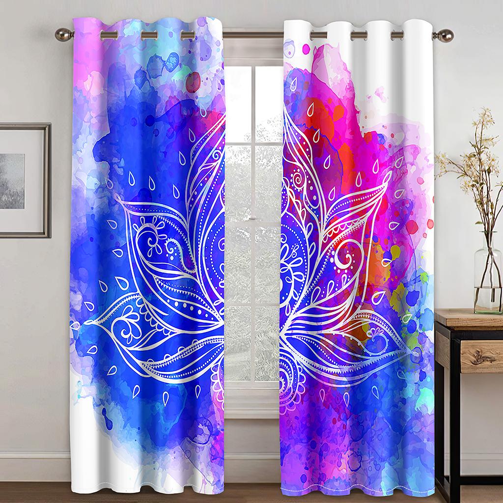 

Красочные картины на воде Роскошные оконные шторы в детской спальне Гостиная Холл Декорации Кухня Шторы Жалюзи W50 X H130(CM)X2&Grommet Top