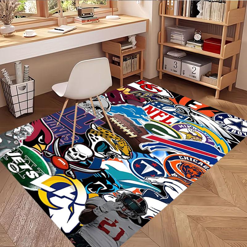 NFL Print Rug, Washable Floor Carpet, For Entryway Dorm Laundry Room Office Study, Home Decor Birthday Christmas Gift