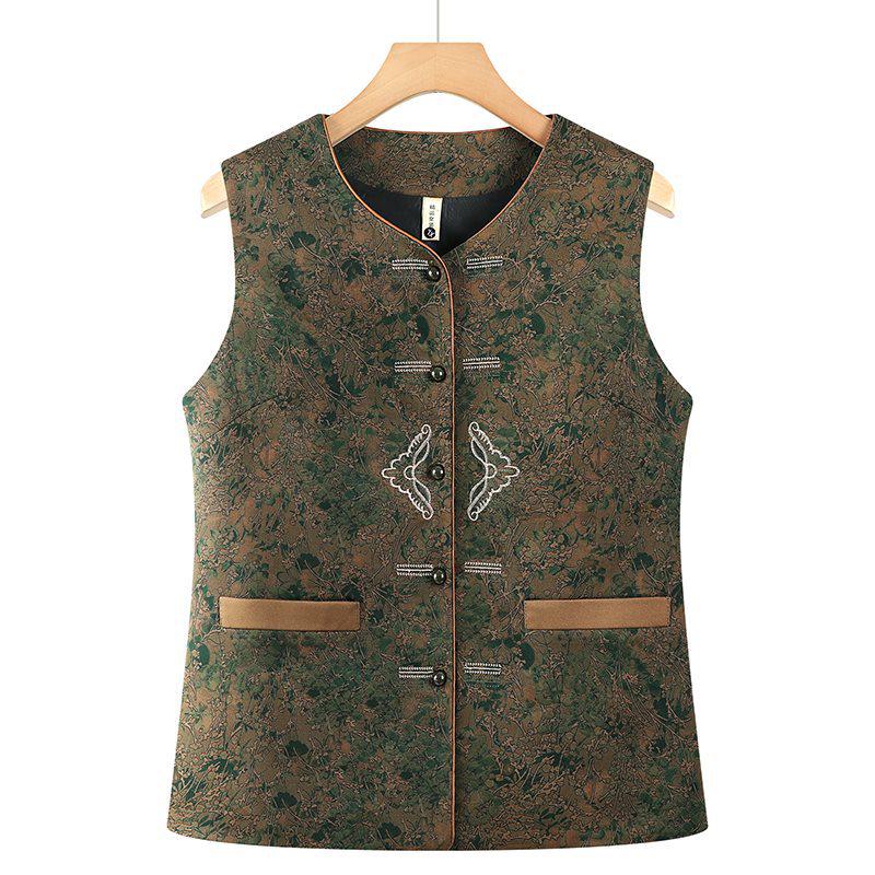 

Grandma s Spring Fashion Vest: Stylish Chinese Waistcoat for Middle-Aged & Elderly Women, Perfect Autumn Wear for 60+ 2XL for 50-57.5 kg