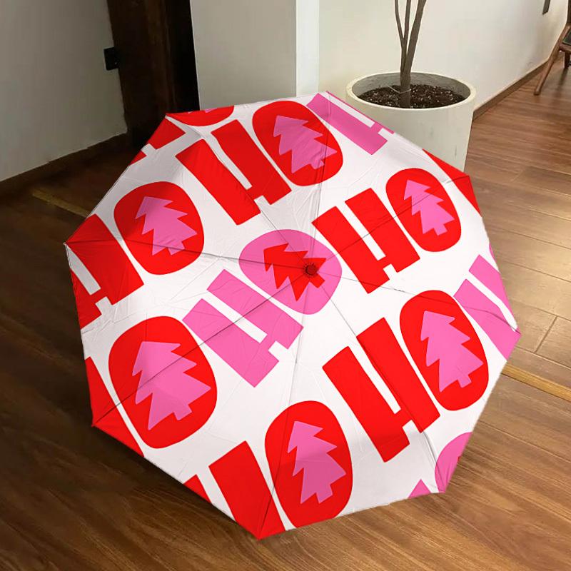 

1pc Christmas, HoHoHo Automatic Folding Umbrella - Portable Collapsible Design, 8-Rib Iron Frame, Casual Outdoor Accessory yy251215208