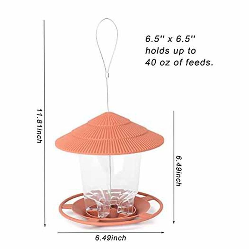 AEE4-Wild Bird Feeder, Outside Squirrel Proof Bird Feeder, Hanging Wild Bird Feeder With Round Shaped Roof