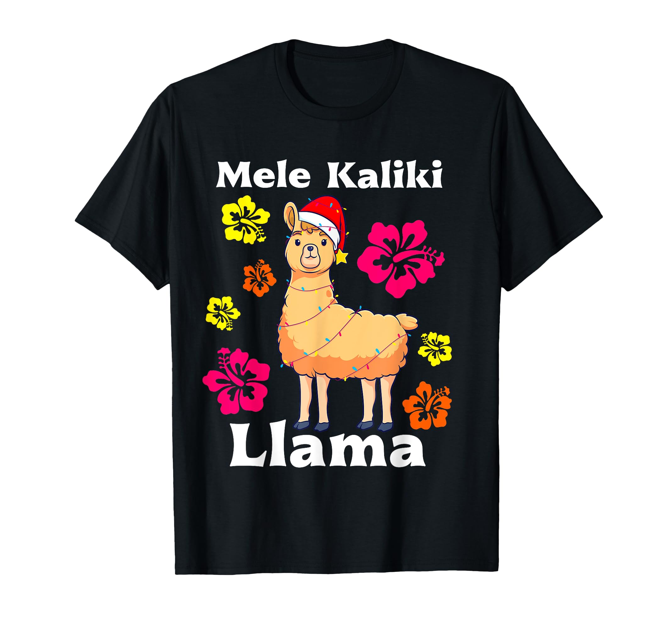 

Mele Kalikimaka Llama Santa Hawaiian Christmas Women s T-Shirt