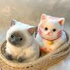 Cute Stress Relief Toy With Flocking Surface Cat Pinching Toy  for Adults Kids
