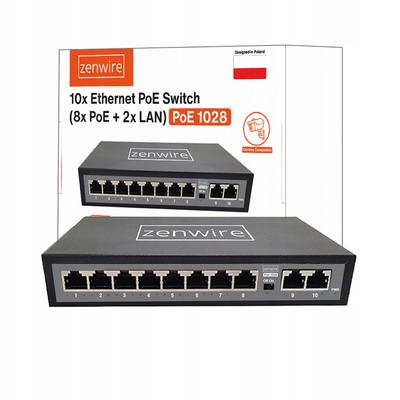 Switch Port-Verteiler 10 Ports 8 Poe 2 Lan Ethernet Rj45 Für Ip-Kameras