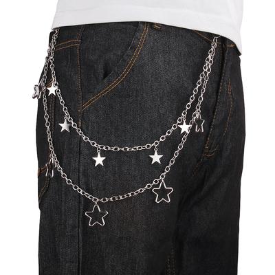 Hip Hop Punk Rock Metal Rivet Pants Waist Chain Men Women Key Chains Trousers Wallet Keychain Jeans Unisex Hip-hop Jewelry Gift