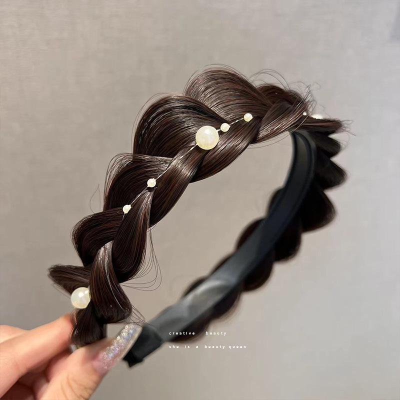 Pearl Fishbone Braid Non-Slip Fluffy Headband - Versatile Age-Reducing Hair Accessory