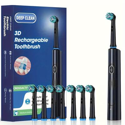 Oral Care Electric Toothbrush, 8 Interchangeable Brush Heads, 3 Modes, Suitable for Travel, Soft and Gentle, Suitable for Adults