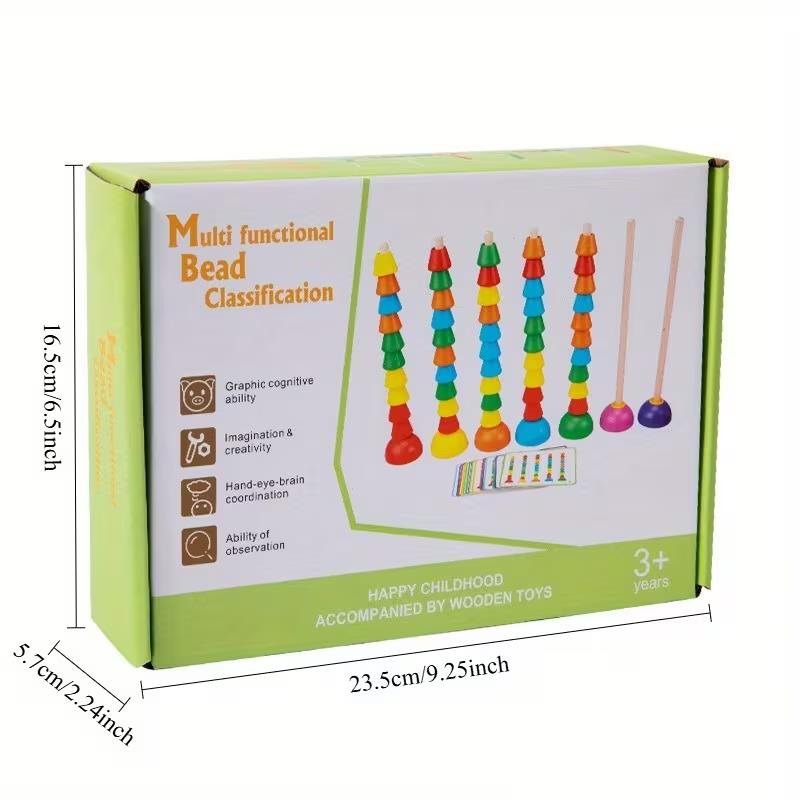 Wooden Montessori Math Toy with Number Tiles, Counting Sticks & Stacking Rings, Early Learning Educational Toy for Toddlers 2–5