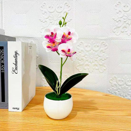 1 sada falešných bonsají realistické květiny umělého hedvábí proti vyblednutí flexibilní večírek falešné květiny motýlů orchidej květina na zdobení