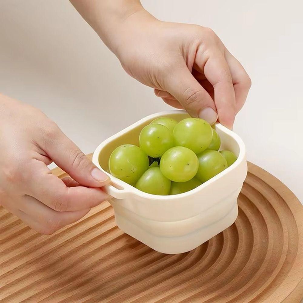 1Pcs Durable Square Folding Silicone Bowl Small Non-Slip Camping Bowls with Hook Portable Food Containers Box For Travel