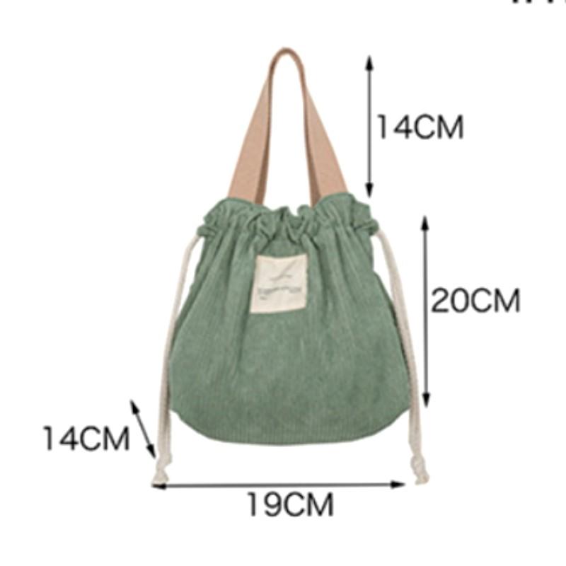 Lunch Bag Corduroy Canvas Lunch Box Drawstring Picnic Tote Eco Cotton Cloth Small Handbag Dinner Container Food Storage Bags