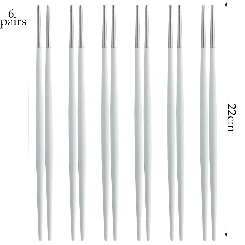 6 Çift Lüks 18/10 Paslanmaz Çelik Kare Çubuklar Titanyum Altın Gül Suşi Renkli Çin Japon Tarzı Çubuklarını